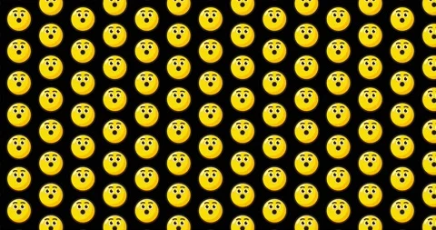 Amazed emoji animated tile Loopable motion graphics pattern background. Ove.. 스톡 동영상 224356635