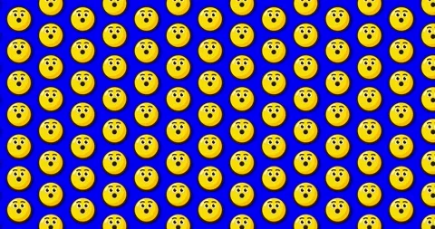 Amazed emoji animated tile Loopable motion graphics pattern background. Ove.. Stock Footage 224356646