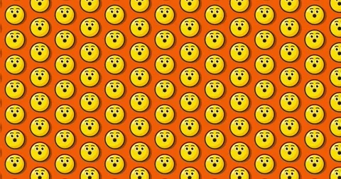 Amazed emoji animated tile Loopable motion graphics pattern background. Ove.. Stock Footage 224356659
