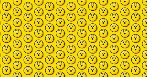 Amazed emoji animated tile Loopable motion graphics pattern background. Ove.. Vídeos de archivo 224357016
