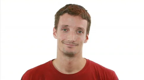 Amazed guy is sighing - white background Video stock 810607