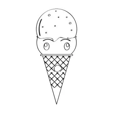 Amazed ice cream cone Stock Illustration