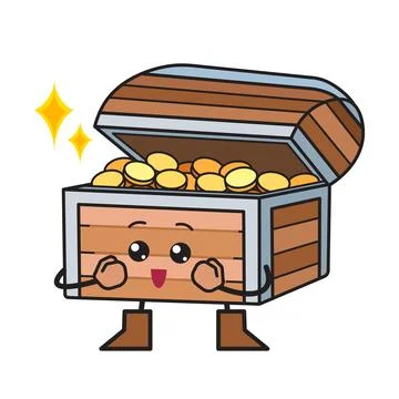 Amazed treasure chest character Stock Illustration