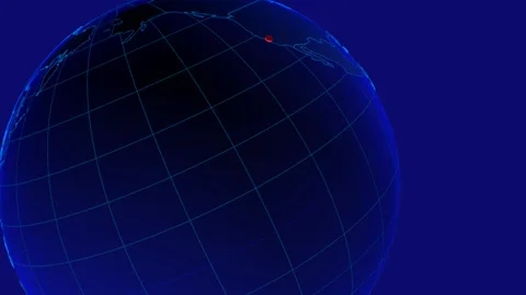 Amazing 3d globe interface displaying Los Angeles city to Paris flight route Stock Footage 138090449