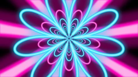 An amazing 3d rendering of an abstract nine-pointed flower tunnel from bright Illustrazione stock