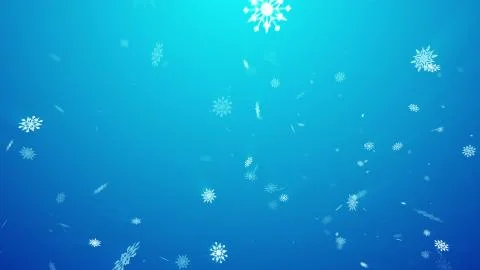 Amazing 3d rendering of falling beautiful white snowflakes of various types i Stock Illustration