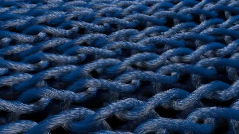 An amazing 3d rendering of rough material strands composed of loops connected Stock Illustration