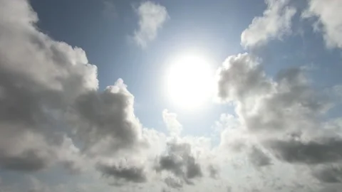 Amazing 4K timelapse of clouds drifting dramatically. Bright Sun in background Stock Footage 138985389