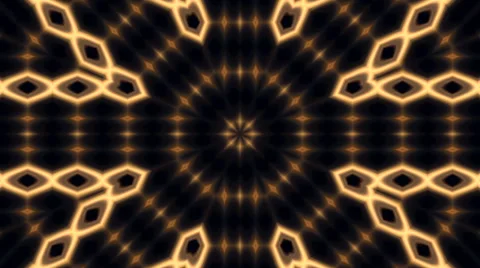 Amazing abstract orient kaleidoscopic pattern in black, yellow and brown colors. Stock Footage 48787938
