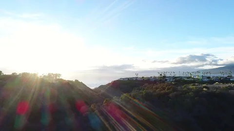 Amazing aerial video of Malibu California with beautiful sunflare. Stock Footage