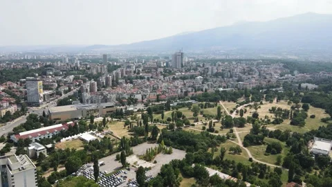 Amazing Aerial view of city of Sofia near National Palace of Culture, Bulgaria Video stock 159274151