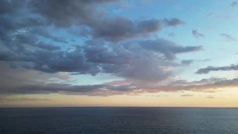 Amazing aerial view, cloudscape and sea horizon during sunset, 4K Stock Footage 274852226