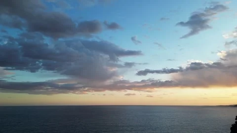 Amazing aerial view, cloudscape and sea horizon during sunset, 4K Stock Footage 274852228