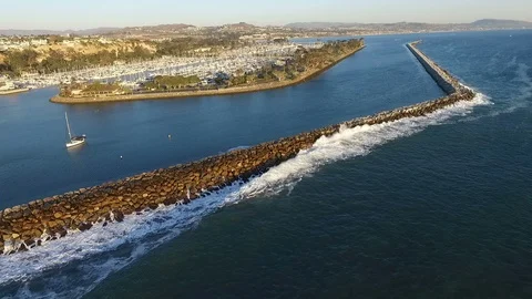 Amazing Aerial View of Dana Point California Coastline Harbor Stock Footage