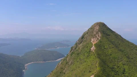 Amazing aerial view of the famous Sharp Peak, Sai Kung, country park 動画素材 164429250