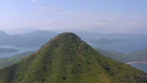 Amazing aerial view of the famous Sharp Peak, Sai Kung, country park Video stock 164429740