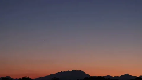 Amazing Alps Sunset Panorama with Small Star Stock Footage 161819772