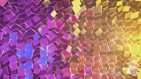 Amazing animated background of 3d multicolored glittering cubes rotating and Stock Illustration