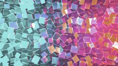 Amazing animated background of 3d multicolored glittering cubes rotating and Stock Illustration
