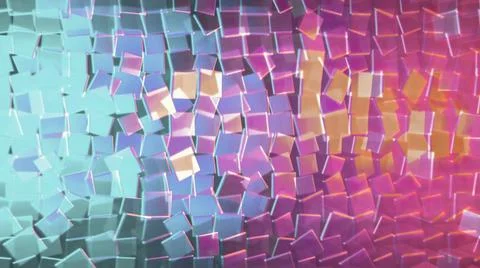 Amazing animated background of 3d multicolored glittering cubes rotating and Stock Illustration
