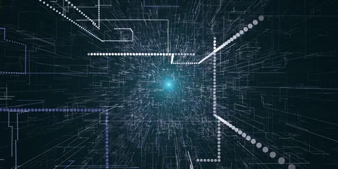 Amazing Animation 3D of Flying through Data Transfer Network Stock Footage 114668433