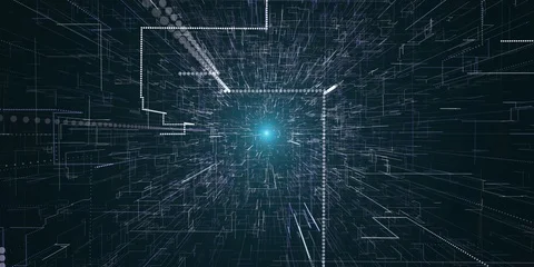 Amazing Animation 3D of Flying through Data Network, Current Flow Stock Footage 114692642