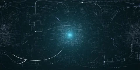 Amazing Animation VR 360 3D of Flying through Data Network, Current Flow Stock Footage 114706576