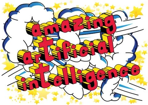 Amazing Artificial Intelligence - Comic book style word on abstract backgroun Stockillustratie