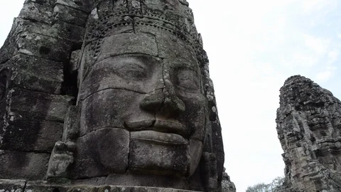 Amazing Bayon Temple Stock Footage 99683341