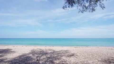 Amazing beach Beautiful sandy beach and sea with clear blue sky background Empty Stock Footage 333156177