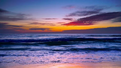 Amazing Beautiful dramatic sunset on beach beautiful Low angle view	 Stock Footage 204959578