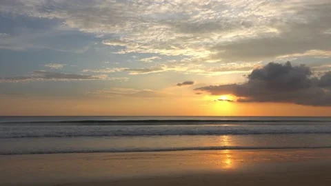 Amazing Beautiful dramatic sunset on beach beautiful Low angle view Stock Footage 233794796