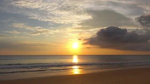 Amazing Beautiful dramatic sunset on beach beautiful Low angle view Stock Footage 233794816
