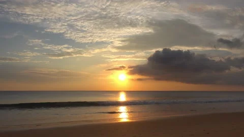 Amazing Beautiful dramatic sunset on beach beautiful Low angle view Stock Footage 233794823