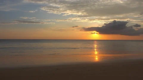 Amazing Beautiful dramatic sunset on beach beautiful Low angle view Stock Footage 233794833