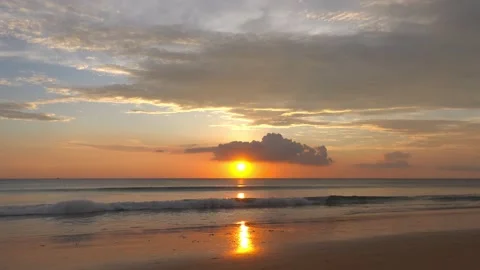 Amazing Beautiful dramatic sunset on beach beautiful Low angle view Stock Footage 233794898