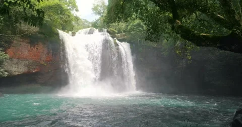 Amazing beautiful waterfalls in deep forest at Haew Suwat Stock Footage 163952353
