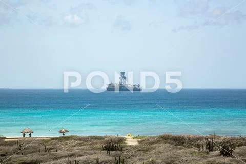 Amazing beauty Caribbean sea beach. Aruba island. Beautiful nature background Stock Photos