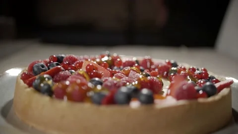 Amazing berry cake closeup macro shot Stock Footage 153058746