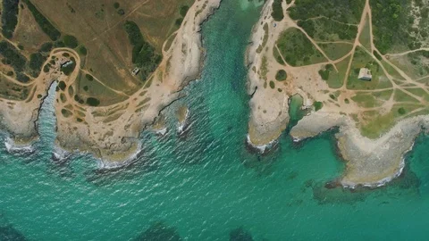 Amazing Blue beach line Drone 4k flight in Italy Stock Footage 90731002