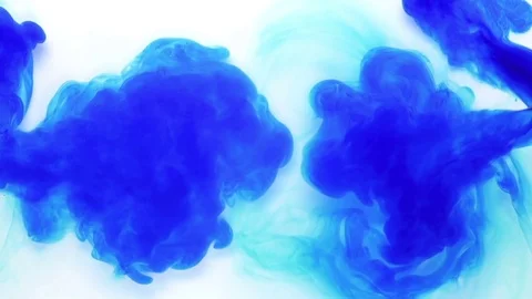 Amazing blue ink clouds mixing and fusing together Video stock 72477421