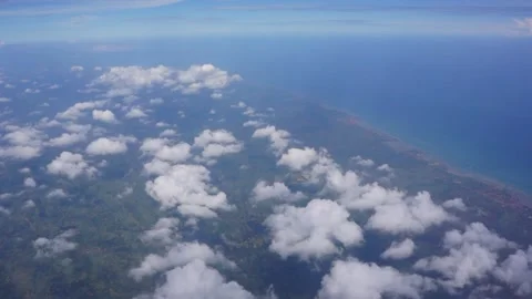 Amazing Blue Sky and Cloud View from Plane Stock Footage