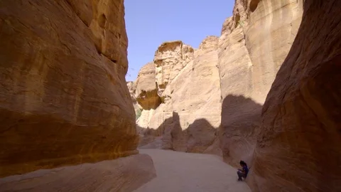 Amazing camera movement through a passage in Petra Stock Footage 103521547