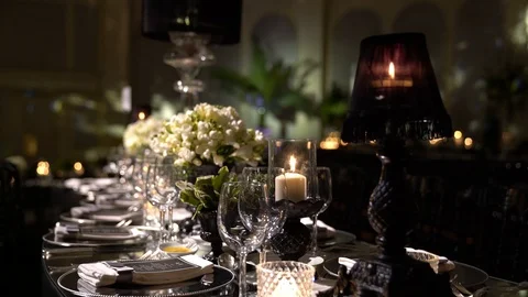 Amazing candles burning on the table Stock Footage 128947442