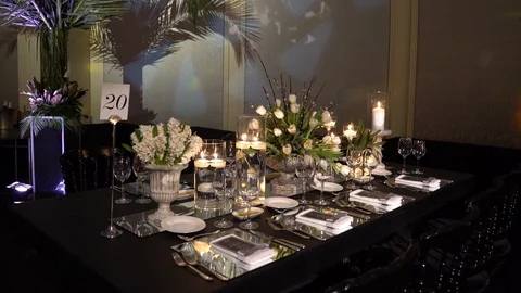 Amazing candles burning on the table Stock Footage 128947581