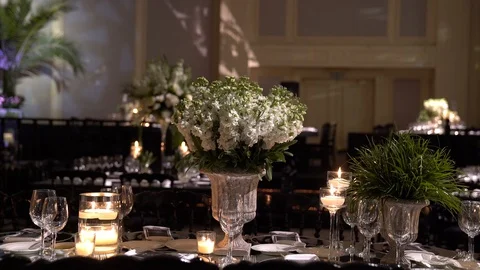 Amazing candles burning on the table Stock Footage 128947647