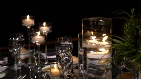 Amazing candles burning on the table Stock Footage 128947770