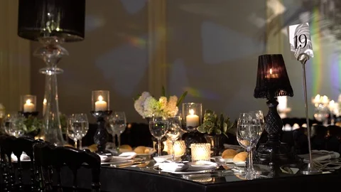 Amazing candles burning on the table Stock Footage 128947831