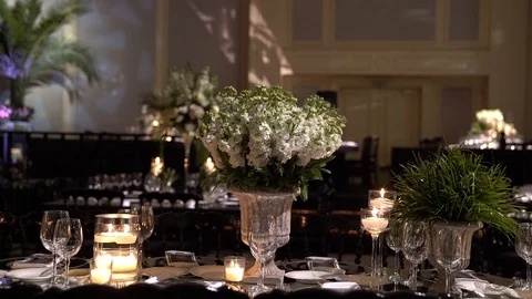 Amazing candles burning on the table Stock Footage 128948392