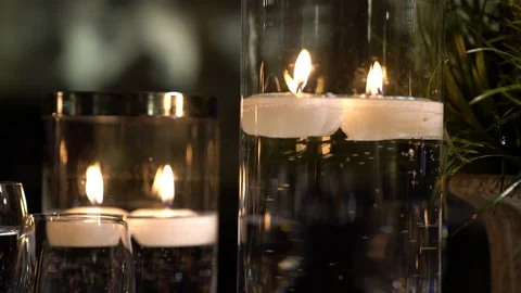 Amazing candles burning on the table Stock Footage 128948515
